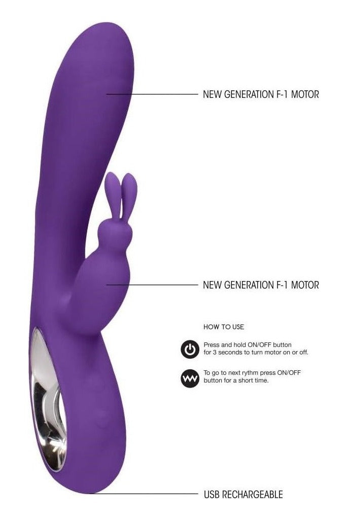 Vibrator Rabbit BELLA cu 36 moduri de vibratii si incarcare USB, flexibil, silentios, silicon premium, mov